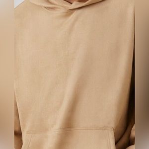 Faux Suede Drop-Sleeve Hoodie